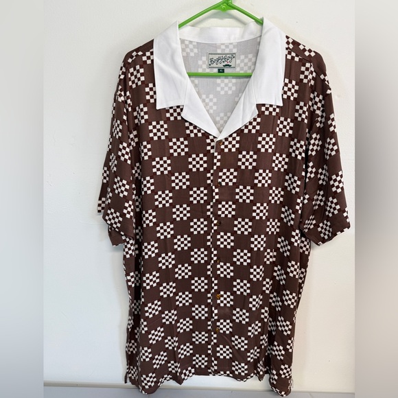 Bogey Boys Other - Bogey Boys Men's Brown Big Check Button Front Golf Retro Look Shirt XL New